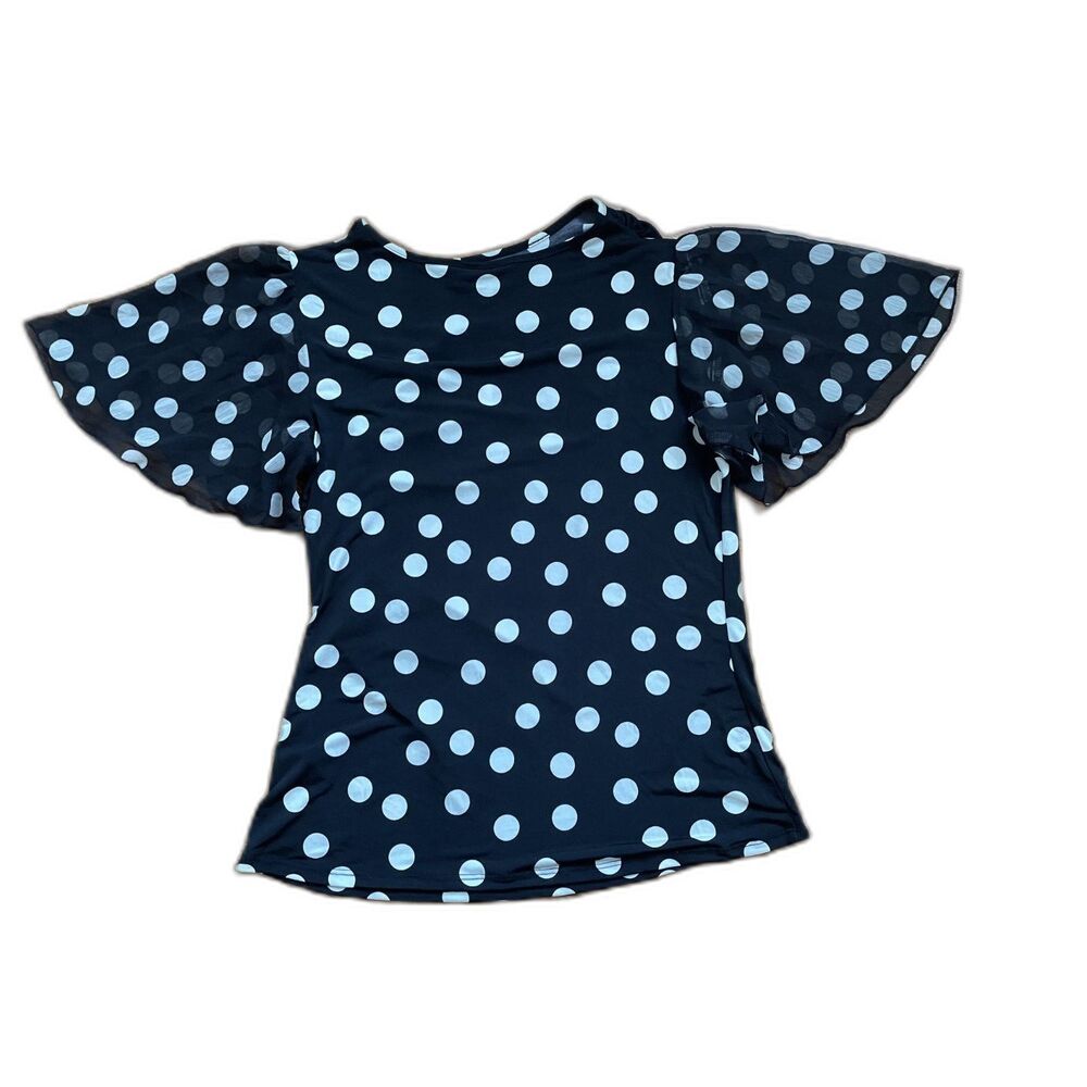 VTG Y2K Vivid Aura Polka Dot Flutter Sleeve Top Size S/M